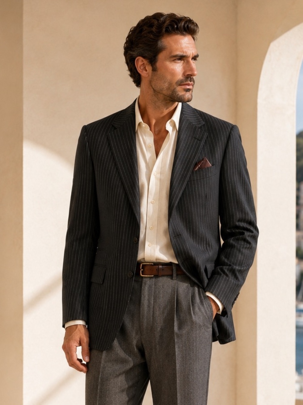 Lauren Ralph Lauren x Le 31 Tailored Pinstripe Wool Blazer Quiet Luxury Sz 40R